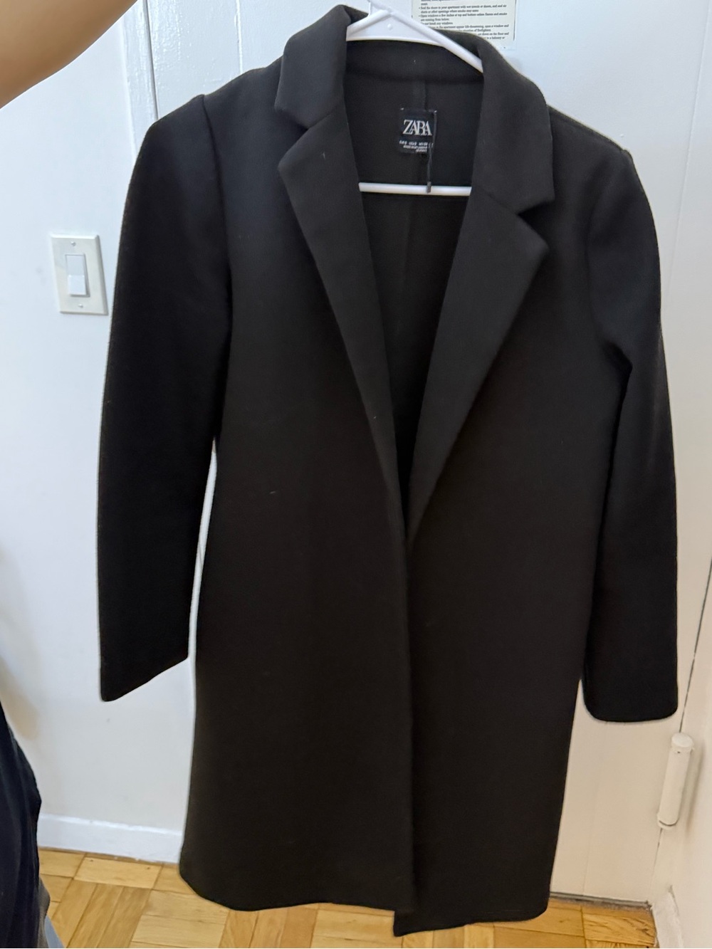 Zara Black Single-Breasted Long Coat